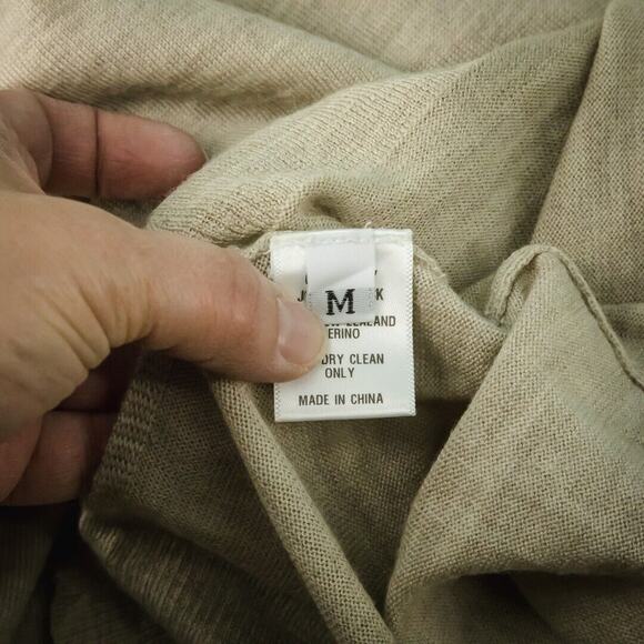 Organic by John Patrick Size Medium M Tan Beige Crew Scoop Neck Short Cap Sleeve - Picture 5 of 7